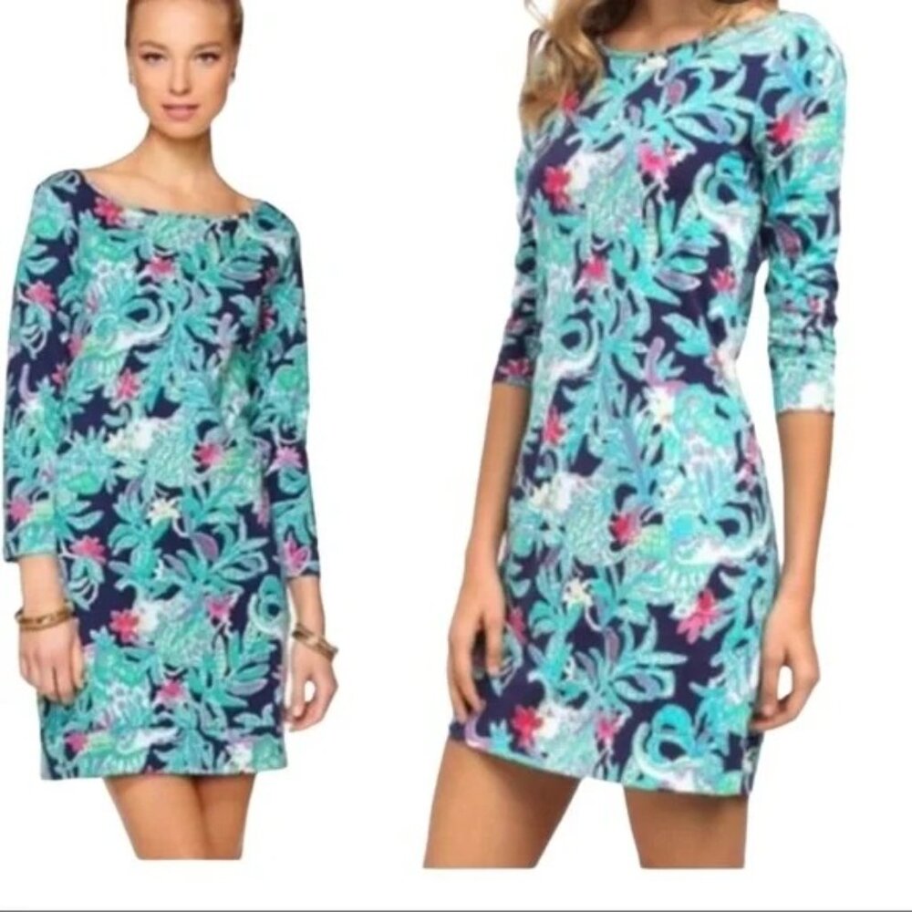 Lilly Pulitzer T-shirt Dress Trunk Show Elephant Novelty 3/4 Sleeve Sz XS